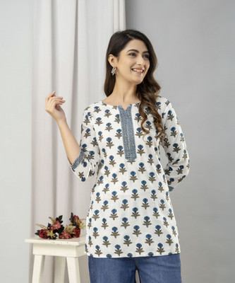 HARITWAL Women Printed Straight Kurta(White)