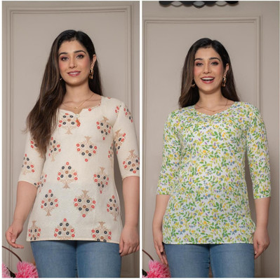 ATTIREGURU Women Printed, Floral Print Straight Kurta(Multicolor)