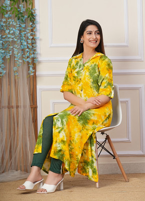 Loomista Women Dyed/Ombre A-line Kurta(Multicolor)