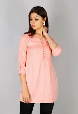 SVARCHI Women Solid Straight Kurta(Pink)