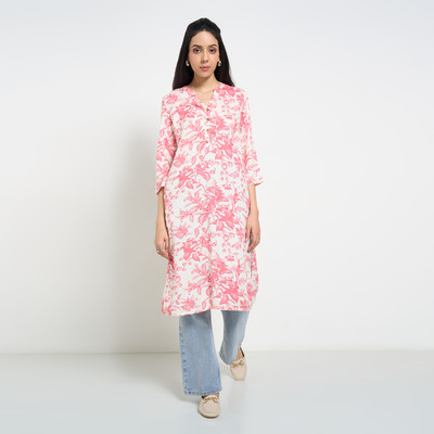 Rangmanch by Pantaloons Women Printed A-line Kurta(Pink)