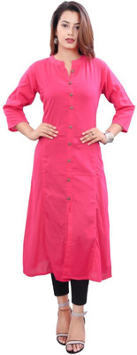 VEDANA Women Solid A-line Kurta(Pink)