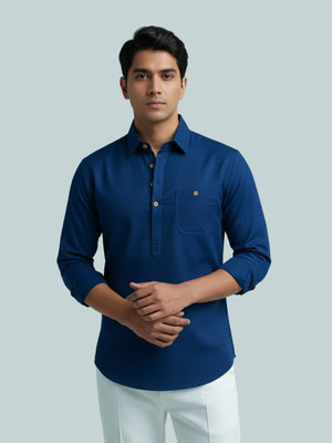Navkanj Men Solid A-line Kurta(Blue)
