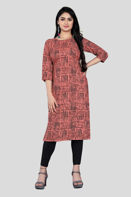 Shree Saarvotam Fashion Women Printed Straight Kurta(Pink)
