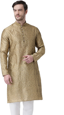 SG LEMAN Men Printed Straight Kurta(Gold)