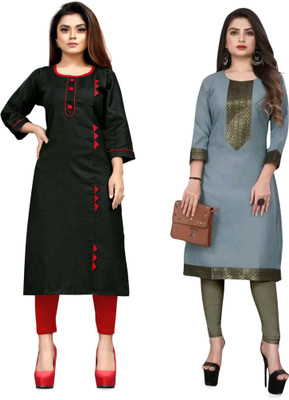 Maaa Meladi CreationS Women Chikan Embroidery Straight Kurta(Multicolor)