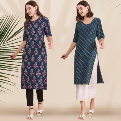 EthnicBasket Women Printed Straight Kurta(Multicolor)