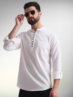 ENSPYR Men Self Design Ethnic Dress Kurta(White)