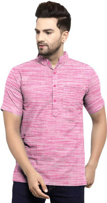 Afifa Collections Men Solid Straight Kurta(Pink)