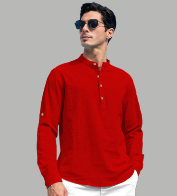 Navkanj Men Solid Straight Kurta(Red)