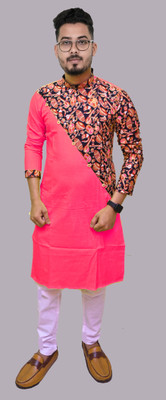 Increaft Men Printed Ethnic Dress Kurta(Pink)