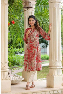 Moti Creation Women Printed Straight Kurta(Multicolor)