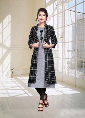 WALLFLOWER Women Printed A-line Kurta(Grey, Black)