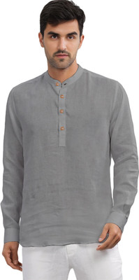 Univibe Men Solid Straight Kurta(Grey)