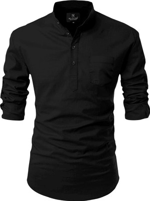 Nnc Men Solid Straight Kurta(Black)