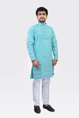 QualityGarments Men Solid Ethnic Dress Kurta(Orange)