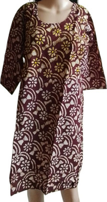 Suranjana Saree Thikana Women Printed A-line Kurta(Brown)