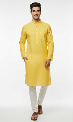FasionTrend Men Solid Straight Kurta(Yellow)