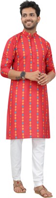 Madguys Fashion Men Printed A-line Kurta(Red)