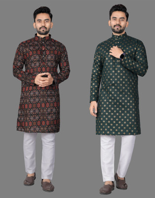 DHASU TRENDZ Men Printed Straight Kurta(Multicolor)