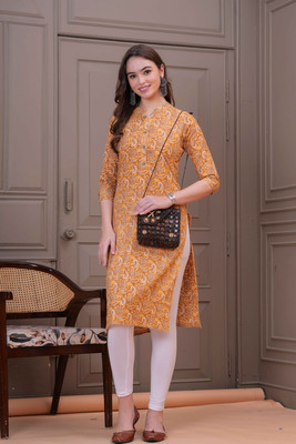 Jyoti Women Paisley Straight Kurta(Yellow)