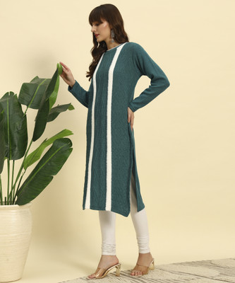 KILVESTED Women Self Design Straight Kurta(Multicolor)