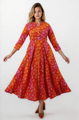 AnviTextile Women Self Design Anarkali Kurta(Multicolor)