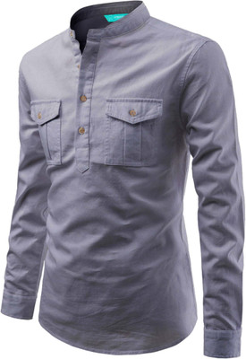 VIMASUTI Men Solid A-line Kurta(Grey)