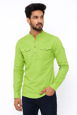 RAREMARK Men Solid Straight Kurta(Light Green)