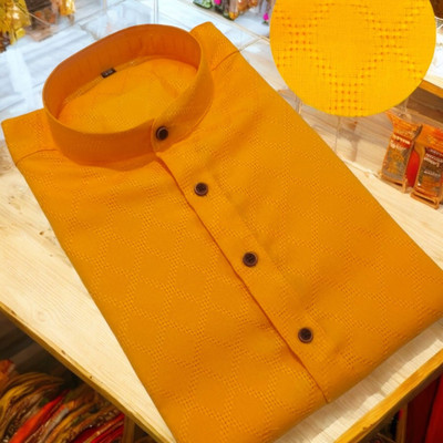 AVITS Men Checkered Ethnic Dress Kurta(Yellow)