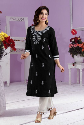 vikshi Women Embroidered Straight Kurta(Multicolor)