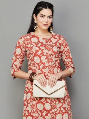 Melange by Lifestyle Women Printed A-line Kurta(White, Red)