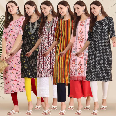 1 Stop Fashion Women Printed Straight Kurta(Multicolor)