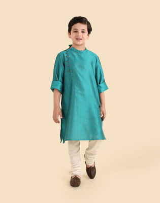 Fabindia Boys Self Design Straight Kurta(Blue)