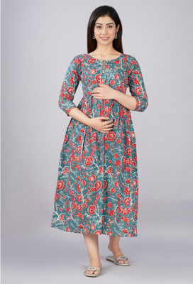 Murli Kurti Women Floral Print A-line Kurta(Grey)