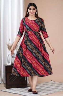 UrbanRang Women Printed Anarkali Kurta(Multicolor)