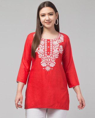 NOMANI FASHION Casual Embroidered Women Red Top