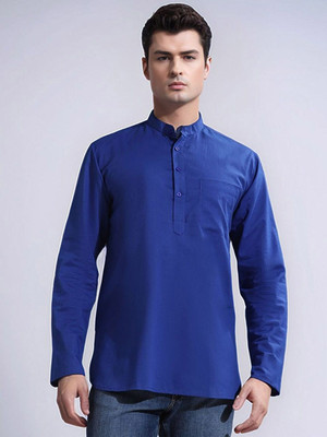 Moda Rapido Men Solid Straight Kurta(Blue)