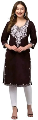 AFFLEON Women Embroidered A-line Kurta(Multicolor)