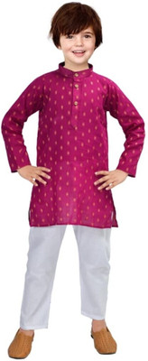 WELCOME STYLE Boys Checkered A-line Kurta(Purple)
