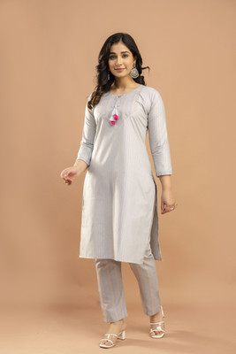 Saroj Fab Women Self Design A-line Kurta(Grey)