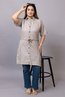 Japroz Women Solid A-line Kurta(Grey)