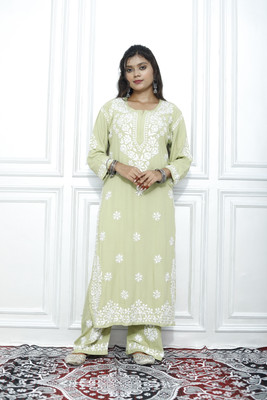 arifchikanart Women Embroidered Ethnic Dress Kurta(Green)