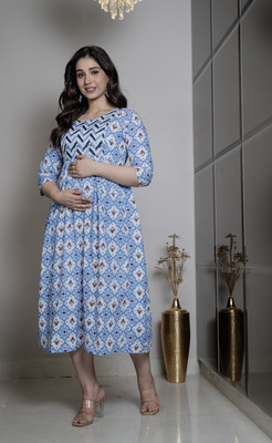 TRY ME Women Printed Anarkali Kurta(Blue)