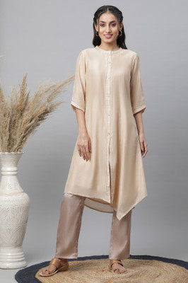 Aurelia Women Solid A-line Kurta(Beige)