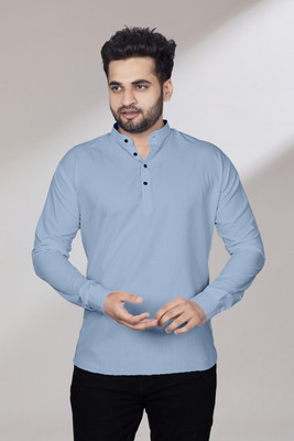 Kavyangle Creation Men Solid Straight Kurta(Grey)