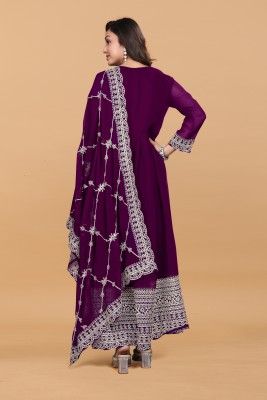 LEGCAYETHNIC Women Embroidered Anarkali Kurta(Purple)