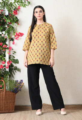 Anjali Fab Tex Women Floral Print A-line Kurta(Beige, Red)