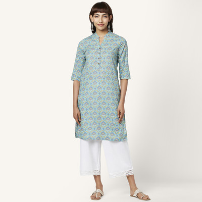 Rangmanch by Pantaloons Women Embroidered Straight Kurta(Green)