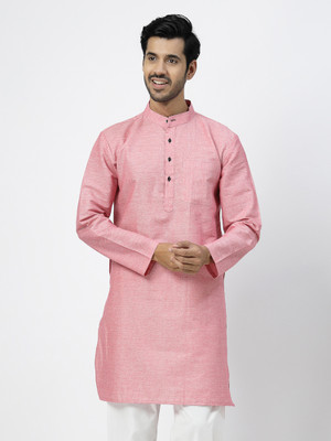 Rohilcrust Men Self Design Straight Kurta(Orange)